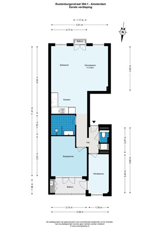 Floor plan - Rustenburgerstraat 394-1, 1072 HH Amsterdam 